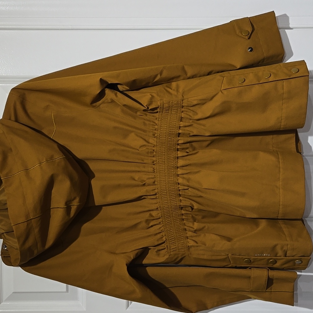 ATHLETA SUTRO RAINOUT TRENCH  HOODED RAIN JACKET COAT XS BRASS YELLOW GOLD - Picture 11 of 15